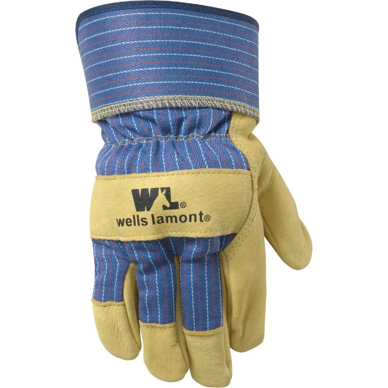 Wells Lamont Grain Pigskin Leather Work Glove L, Blue &amp; Tan