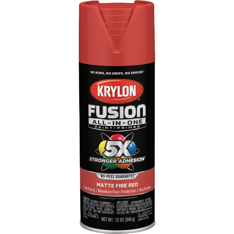 Krylon Fusion All-In-One Spray Paint &amp; Primer Fire Red, 12 Oz.