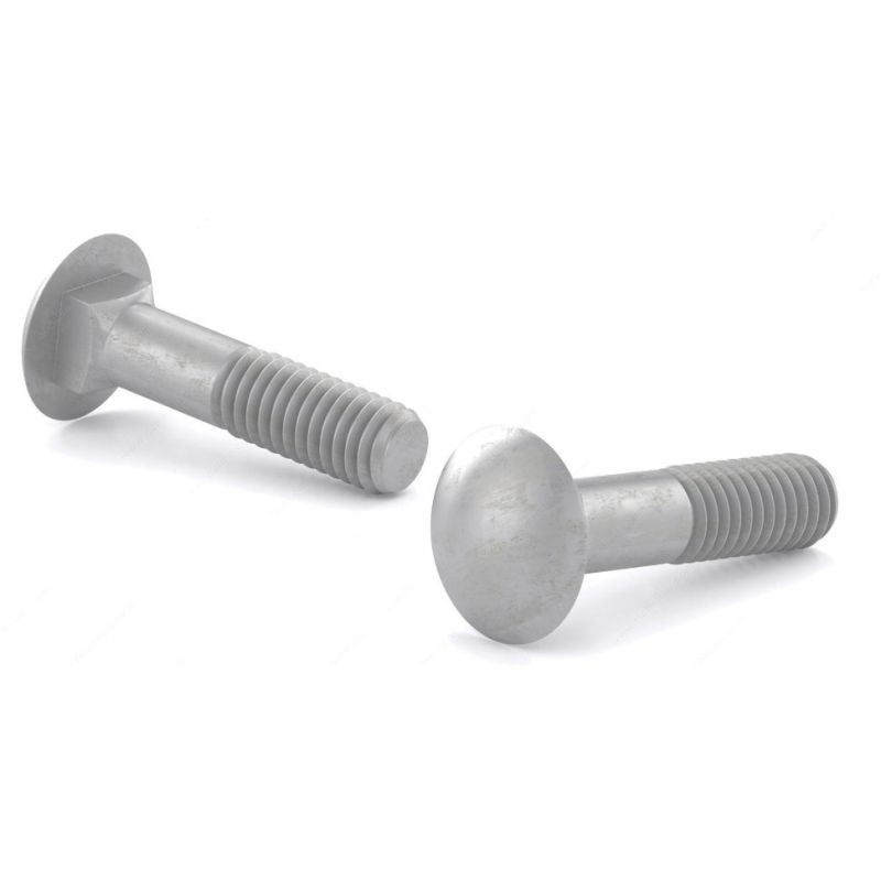 Reliable CBHDG122CT Carriage Bolt, 1/2-13 Thread, 2 in OAL, A Grade, Galvanized Steel, Coarse, Full Thread
