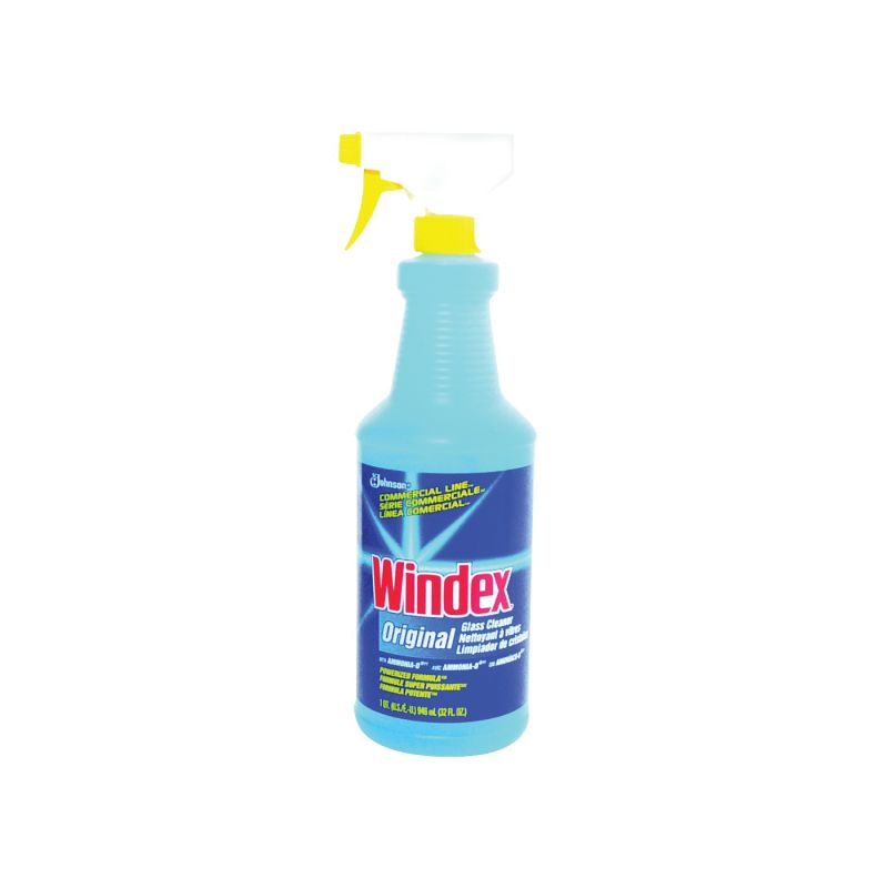 Windex 08521 Glass Cleaner, 32 oz Bottle, Liquid, Pleasant, Blue Blue