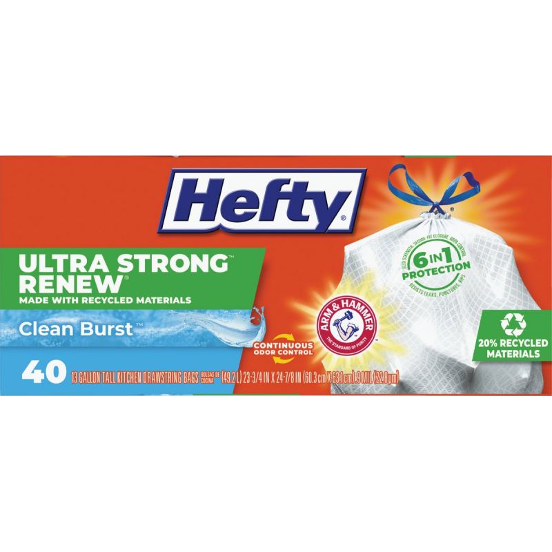 Hefty Renew Clean Burst Trash Bag 13 Gal., White