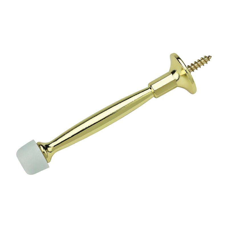 National Hardware N830-146 Door Stop, 4 in Projection, Steel, Polished Brass