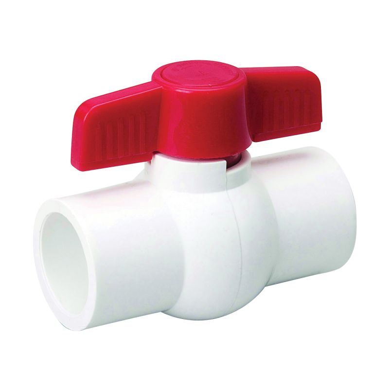 B &amp; K 107-639 Ball Valve, 2-1/2 in Connection, Compression, 150 psi Pressure, Manual Actuator, PVC Body White