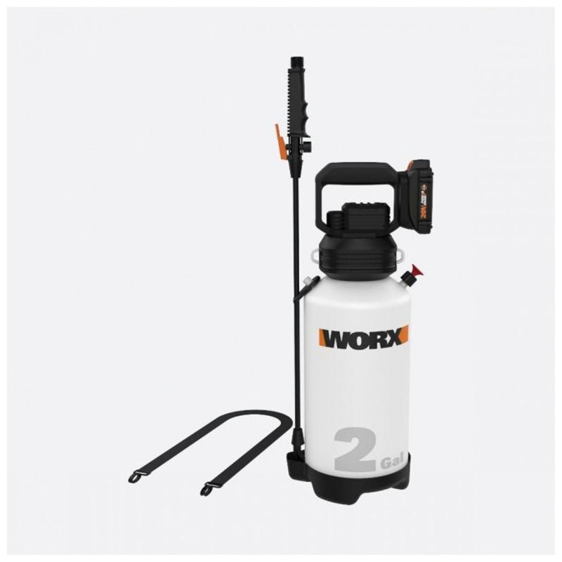 WORX WG829 Cordless Lawn Sprayer, 20 V Battery, 2 Ah, 2 gal Capacity 2 Gal
