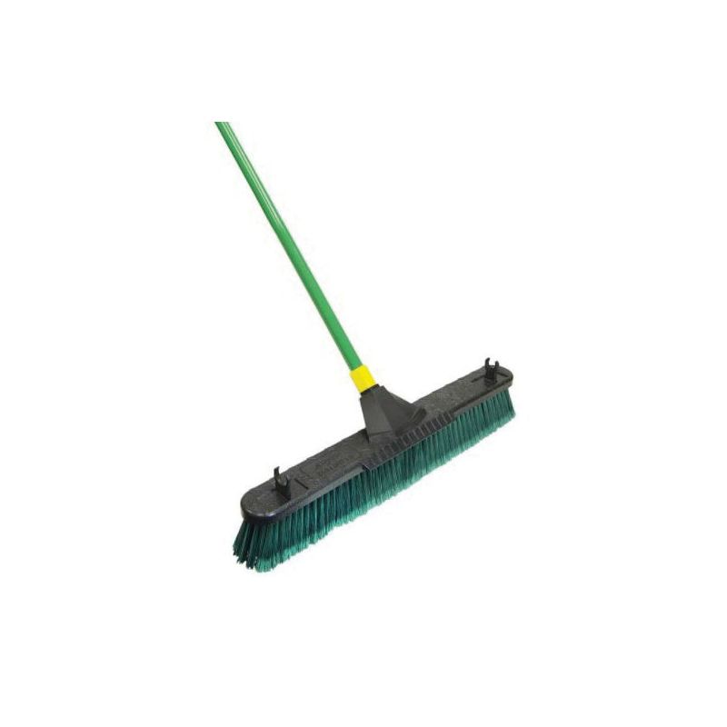 Quickie Bulldozer 638 Multi-Surface Push Broom, 24 in Sweep Face, Polypropylene Fiber Bristle, Steel Handle
