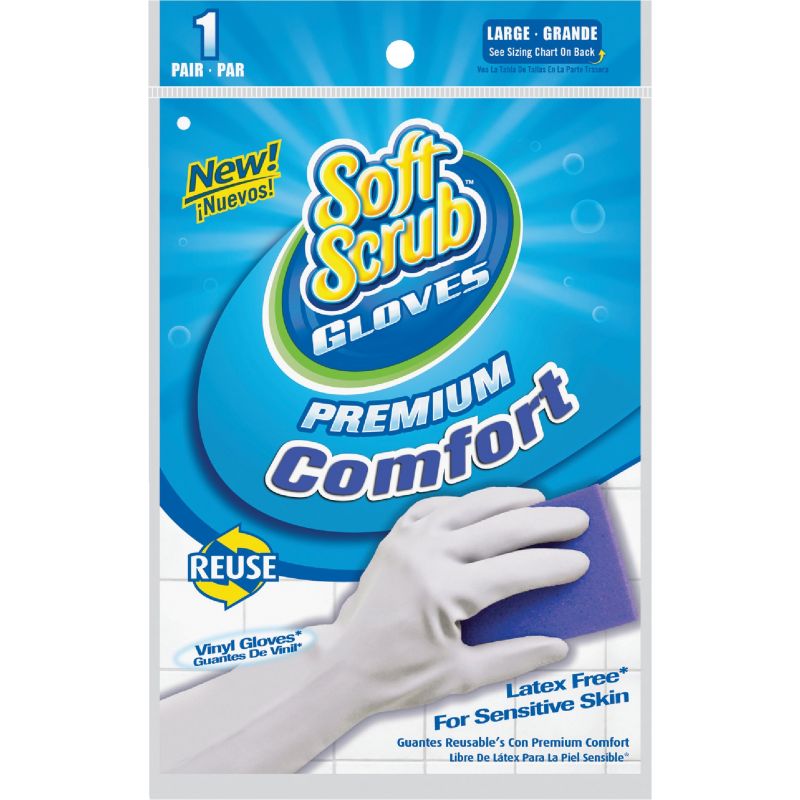 Soft Scrub Premium Comfort Vinyl Rubber Glove L, White