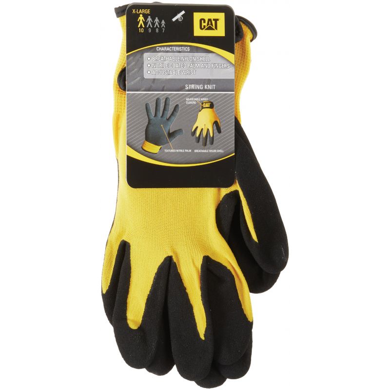 CAT Nitrile Coated Nylon Glove XL, Black &amp; Yellow
