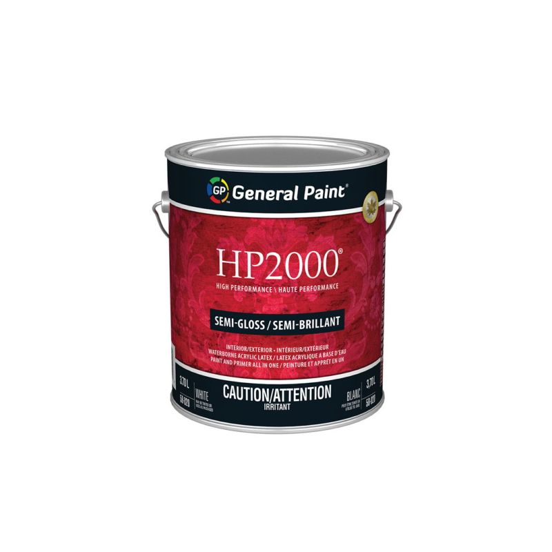 General Paint HP2000 58-020-16 Exterior Paint, Semi-Gloss, White, 1 gal White (Pack of 4)