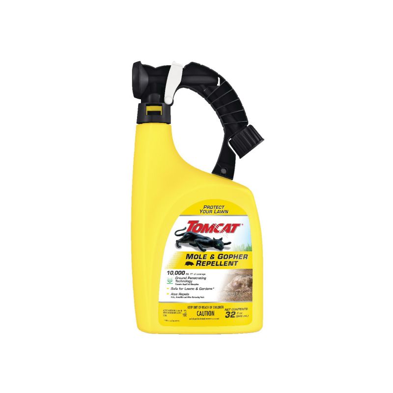 Tomcat 0348206 Mole and Gopher Repellent, Ready-To-Spray, Repels: Armadillos, Burrowing Pests, Gophers, Moles, Voles Yellow