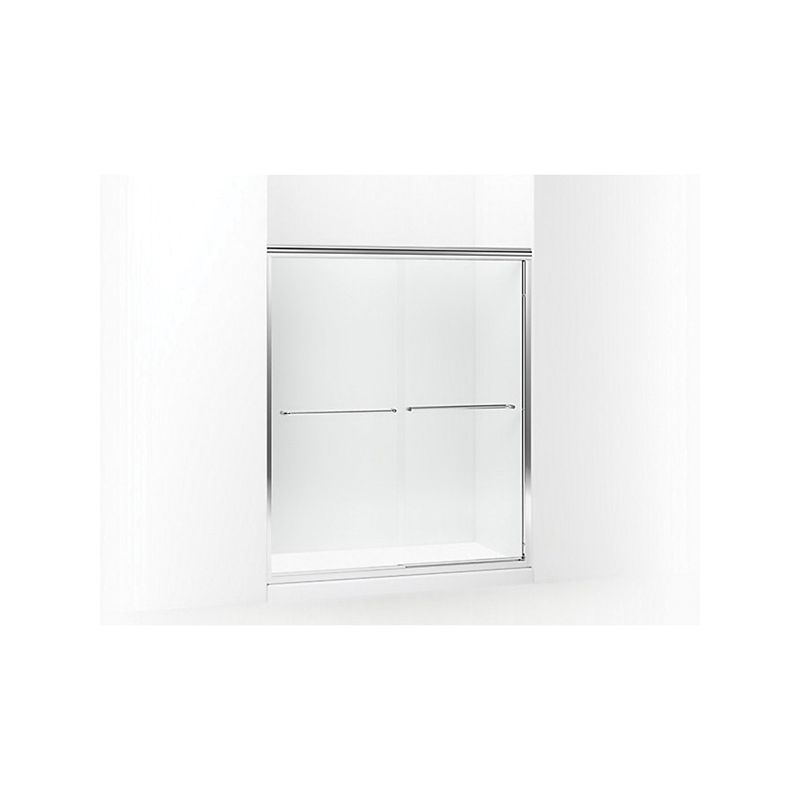 Sterling 5475-59S-G05 Shower Door, Clear Glass, Tempered Glass, Frameless Frame, Aluminum Frame, Stainless Steel