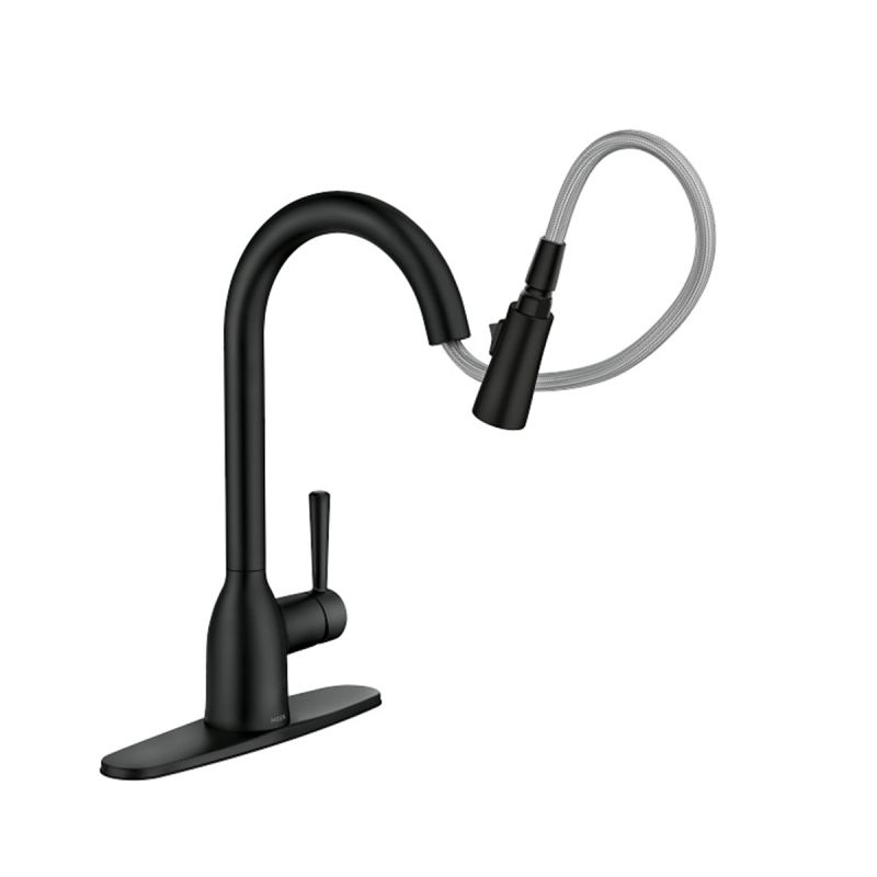 Moen Adler Series 87233BL Pull-Down Kitchen Faucet, 1.5 gpm, 1-Faucet Handle, 1-Faucet Hole, Metal, Matte Black