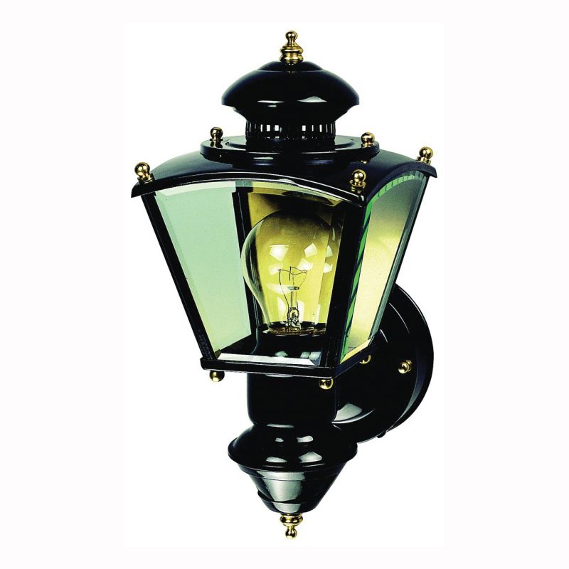 Heath Zenith HZ-4150-BK Motion Activated Decorative Light, 120 V, 100 W, Incandescent Lamp, Metal Fixture, Black Black