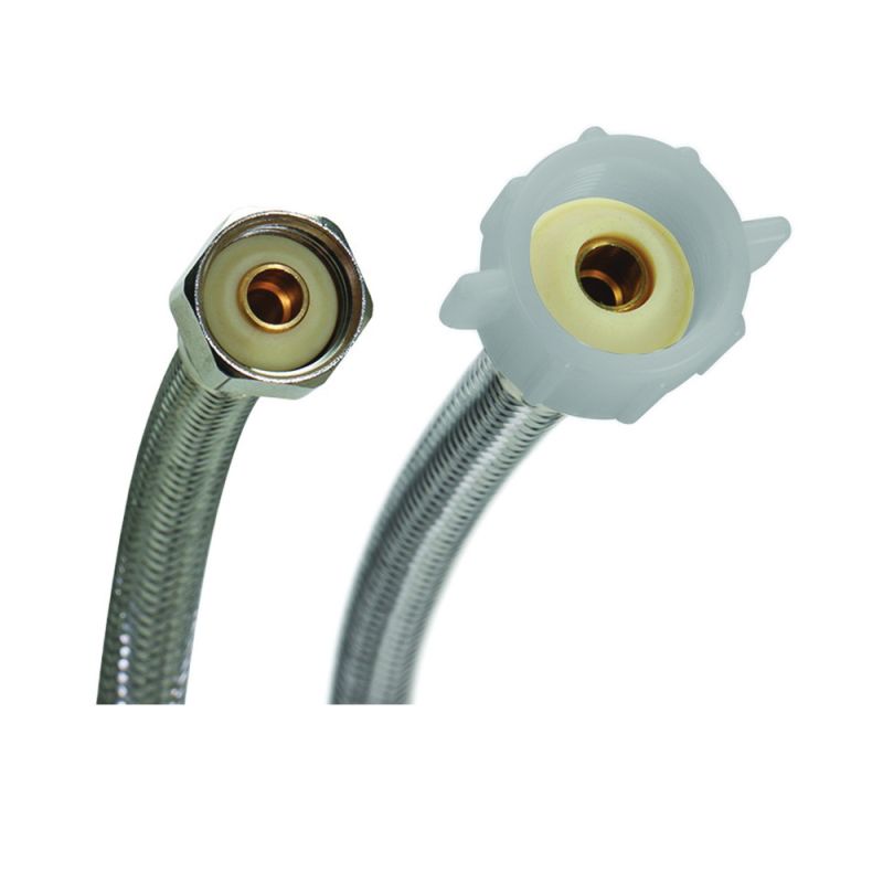 Fluidmaster B4T16 Toilet Connector, 1/2 in Inlet, FIP Inlet, 7/8 in Outlet, Ballcock Outlet, Stainless Steel Tubing