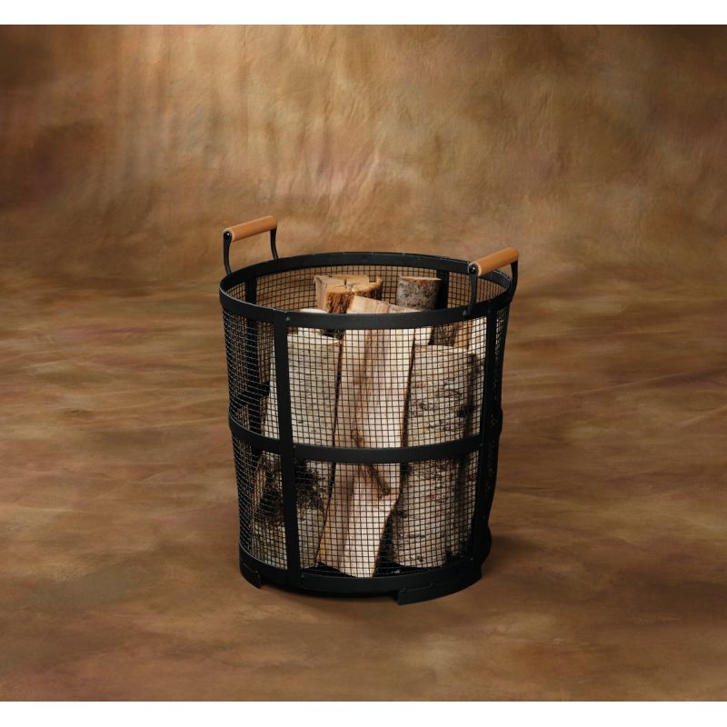 Home Impressions Round Fireplace Log Basket 19 In. H, Black