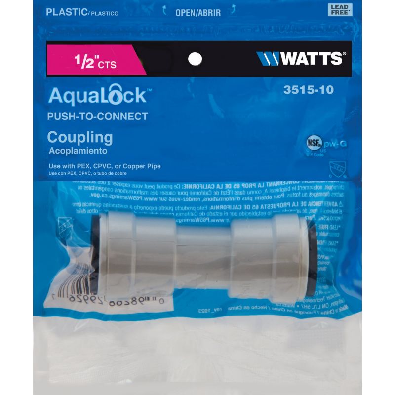 Watts Quick Connect Plastic Coupling 1/2 In. X 1/2 In.