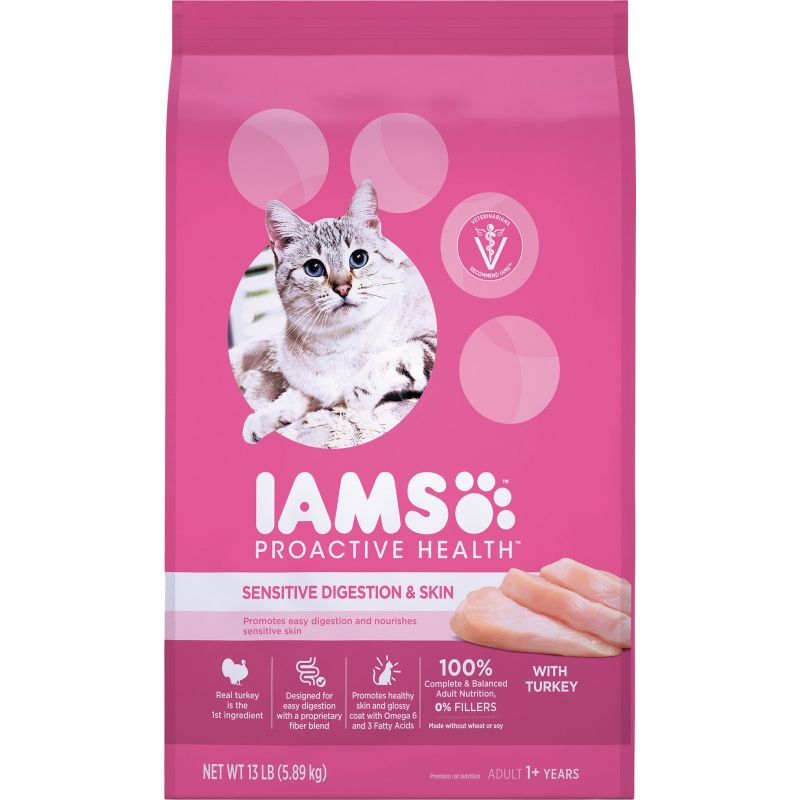 Iams Proactive Health Sensitive Digestion &amp; Skin Formula Dry Cat Food 13 Lb.