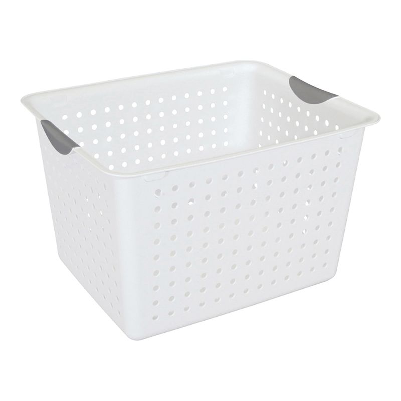 Sterilite Ultra 16288006 Storage Basket, 2 cu-ft Capacity, Plastic, White 2 Cu-ft, White