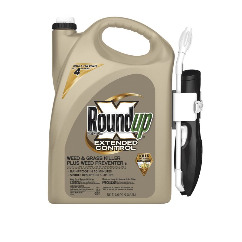 Roundup 5101910 Weed and Grass Killer with Comfort Wand, Liquid, Spray Application, 1.1 gal Brown/Yellow