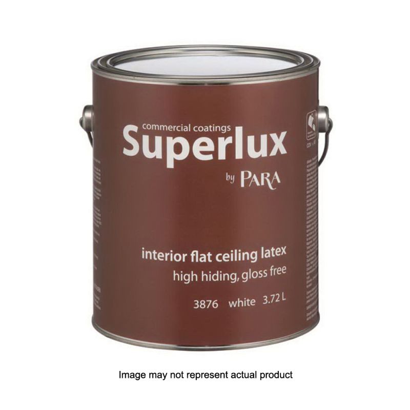 Para Superlux Series 3876-20 Interior Paint, Solvent, Water, Flat, White, 5 gal, Pail, 400 to 450 sq-ft Coverage Area White