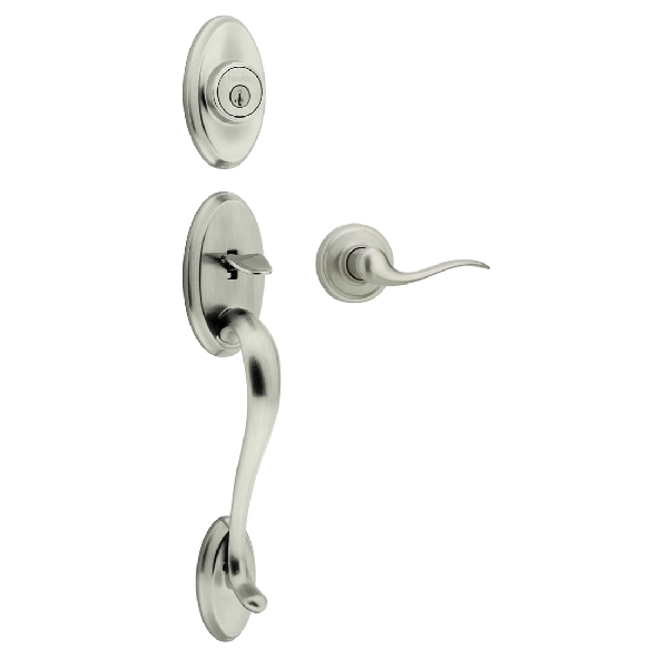 Weiser Troy Entry Keyed Door Knob Lock Set, Satin Nickel