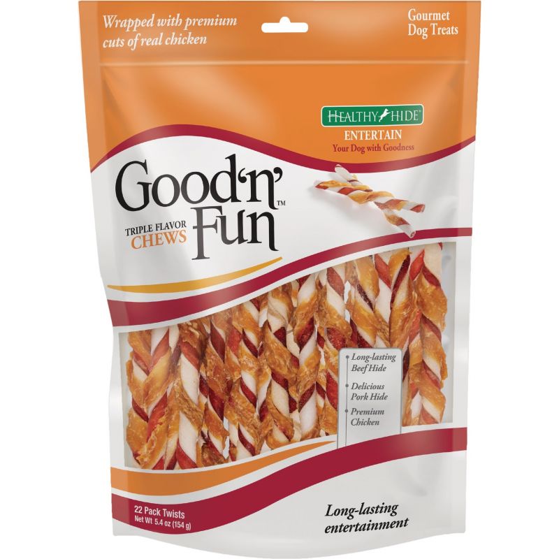 Healthy Hide Good &#039;n Fun Triple Flavor Twists Chew 22-Pack