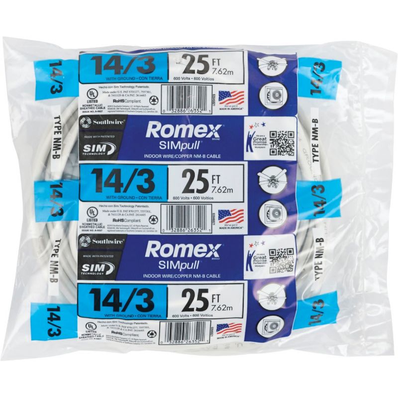 Romex 14/3 NMW/G Electrical Wire White