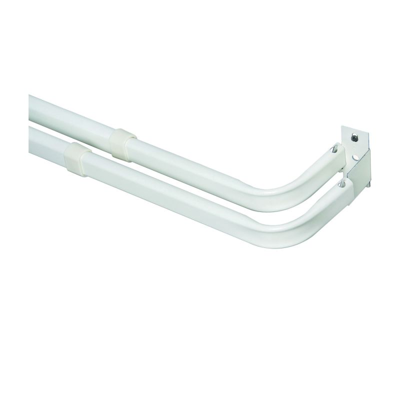 Kenney KN521 Curtain Rod, 2 in Dia, 28 to 48 in L, Steel, White White