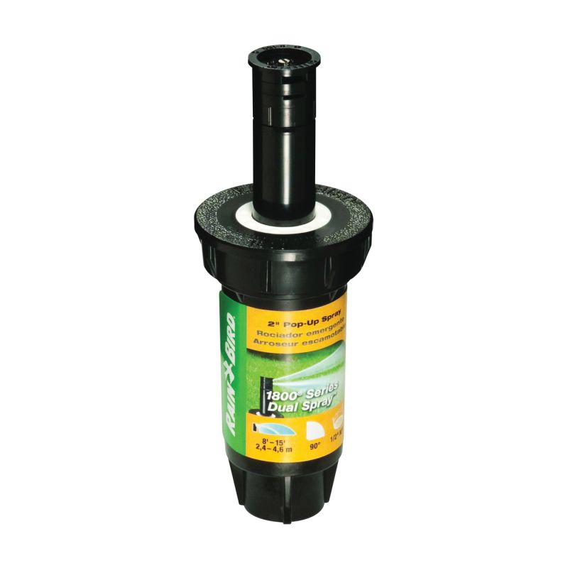 Rain Bird 1802QDS Spray Head Sprinkler, 1/2 in Connection, FNPT, 8 to 15 ft, Plastic Black