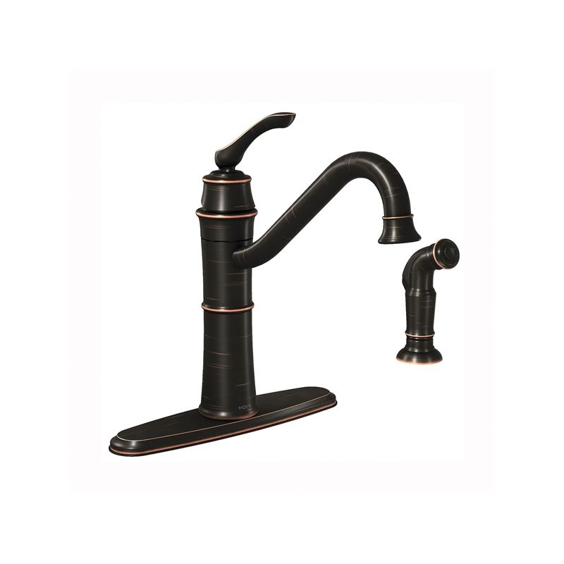 Moen Wetherly Series 87999BRB Kitchen Faucet, 1.5 gpm, 1-Faucet Handle, Stainless Steel, Mediterranean Bronze