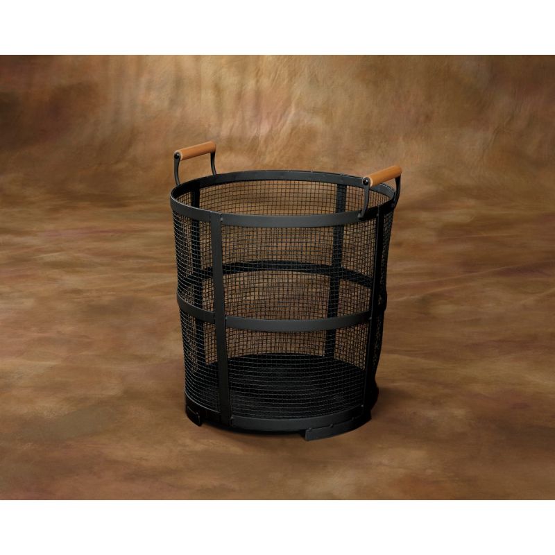 Home Impressions Round Fireplace Log Basket 19 In. H, Black