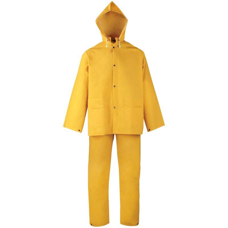 Diamondback SRS3/111-XXXL Rain Suit, 3XL, 31-1/2 in Inseam, Polyester/PVC, Yellow, Comfortable Corduroy Collar 3XL, Yellow