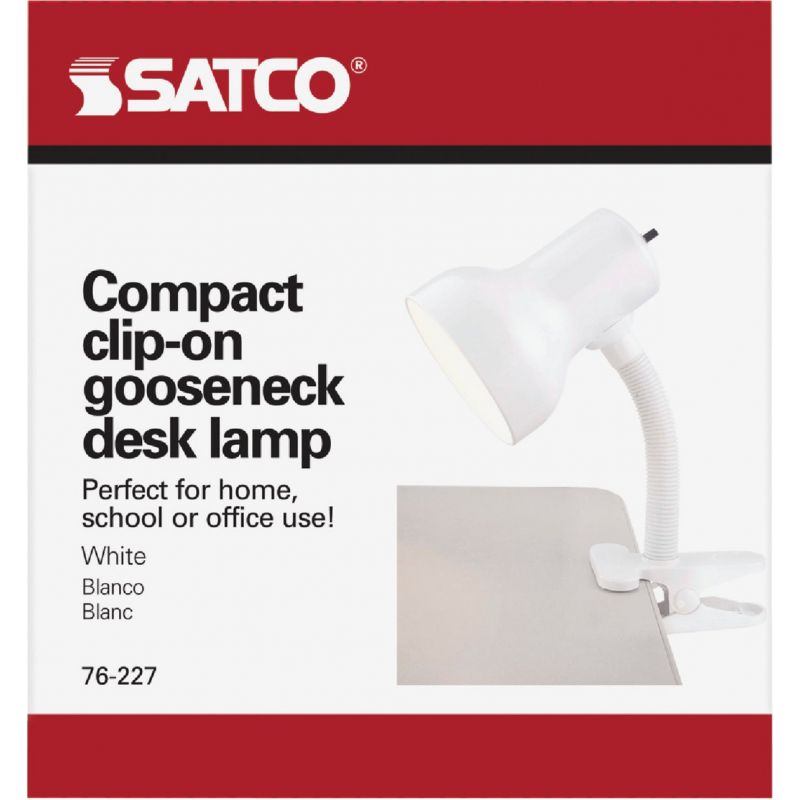 Satco 60W Clip-On Lamp White