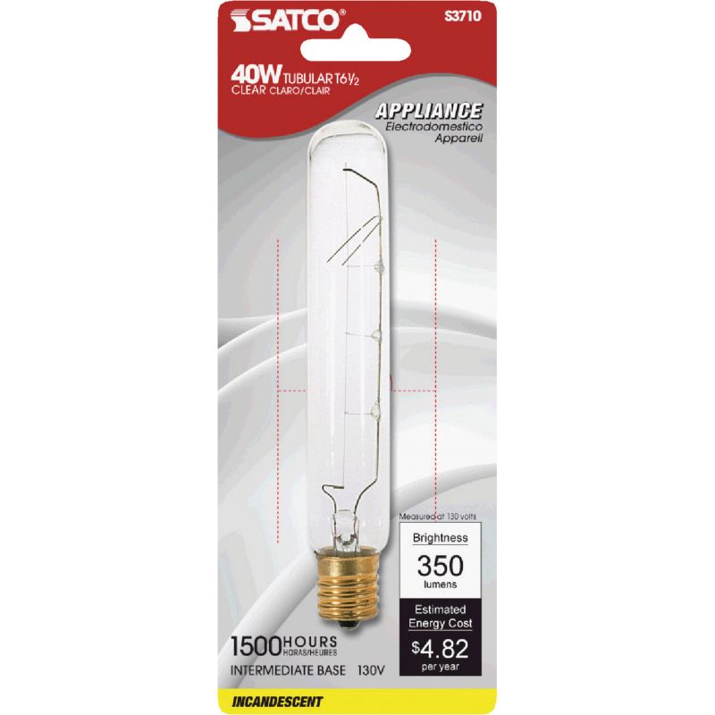 Satco T6.5 Intermediate Base Incandescent Tubular Light Bulb