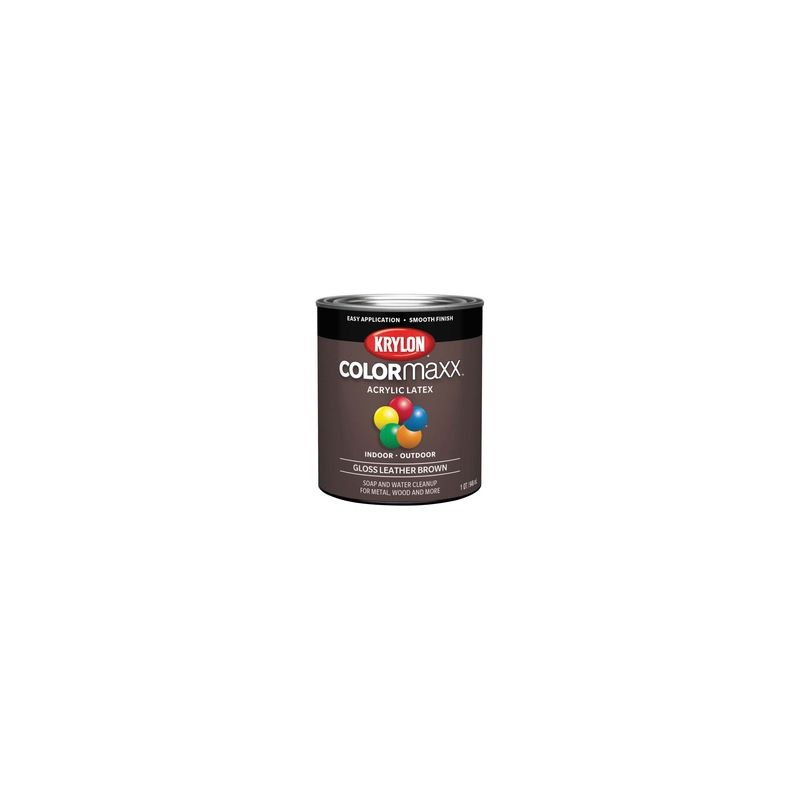 Krylon K05622007 Paint, Gloss, Leather Brown, 32 oz, 100 sq-ft Coverage Area Leather Brown