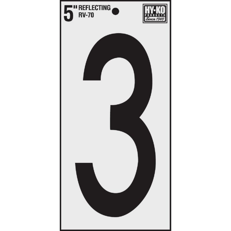 Hy-Ko 5 In. Reflective Numbers Black, Reflective (Pack of 10)
