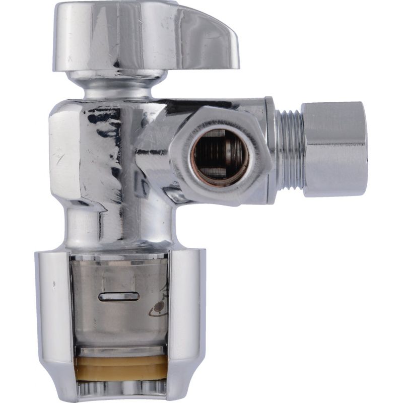 SharkBite Push-To-Connect Dual Stop Quarter Turn Angle Valve 1/2 In. SB X 3/8 In. OD X 3/8 In. OD