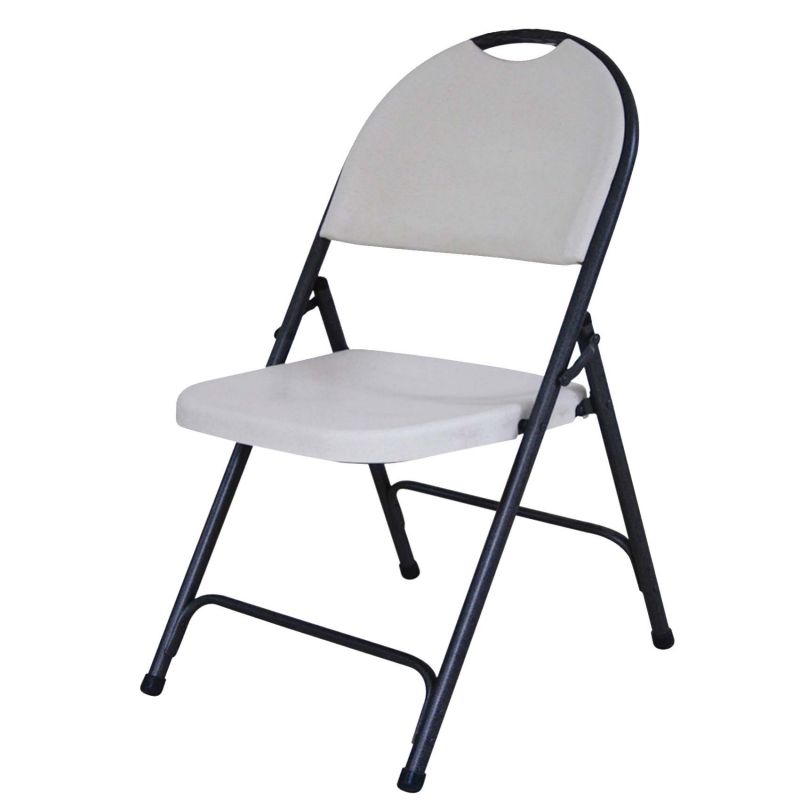 Simple Spaces CHR-001P Folding Chair, 17-3/4 in OAW, 21-3/4 in OAD, Steel Frame, White/Hammertoe Gray Frame White/Hammertoe Gray Frame