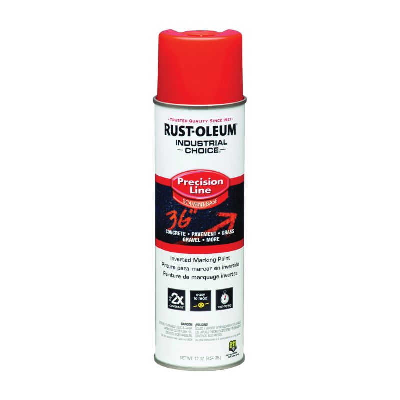 Rust-Oleum 1662838 Inverted Marking Spray Paint, Gloss, Fluorescent Red, 17 oz, Can Fluorescent Red
