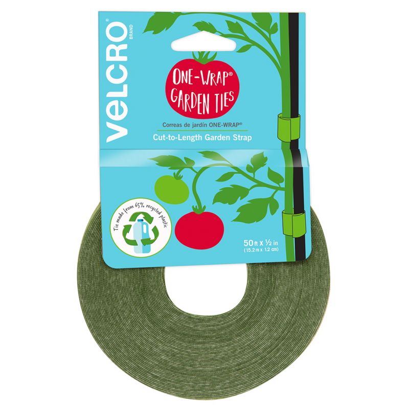 VELCRO Brand One Wrap VEL-30071ACS-AMS Garden Tie, 50 ft L, Plastic, Green Green