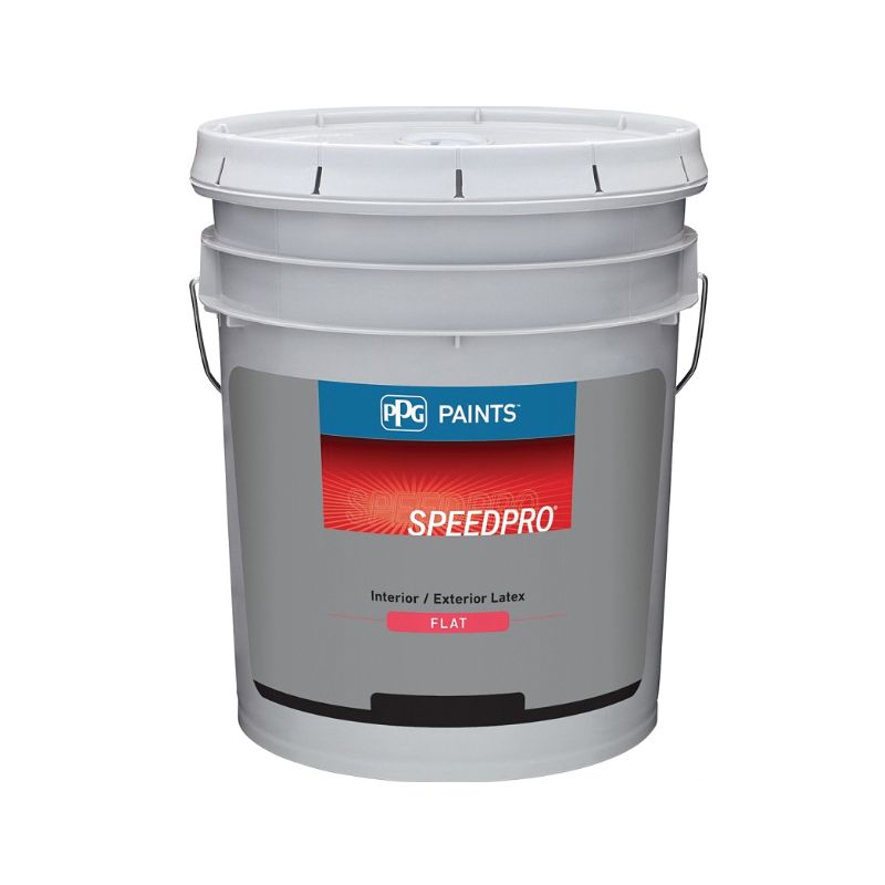 PPG SPEEDPRO 14-650/05 Interior Paint, Flat Sheen, White, 5 gal, 400 to 500 sq-ft/gal Coverage Area White