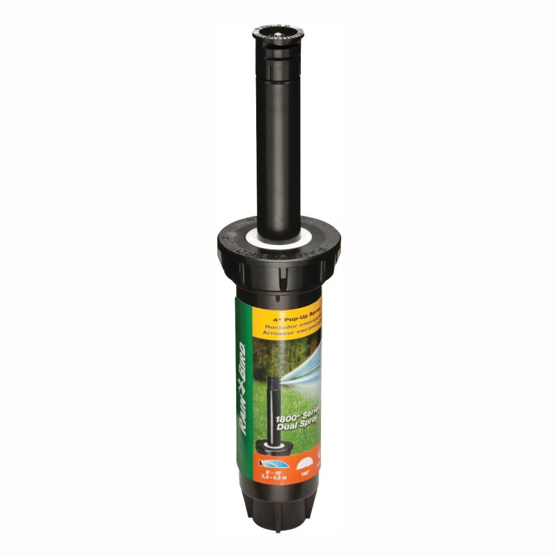 Rain Bird 1804HDS Spray Head Sprinkler, 1/2 in Connection, FNPT, 8 to 15 ft, Plastic Black
