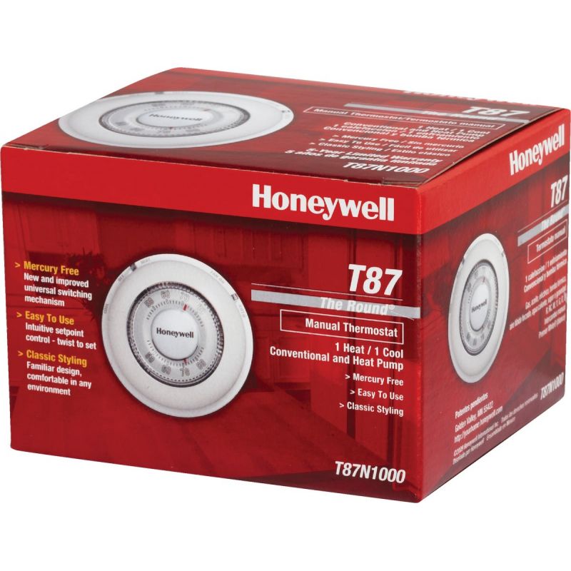 Honeywell Round Manual Thermostat Off White