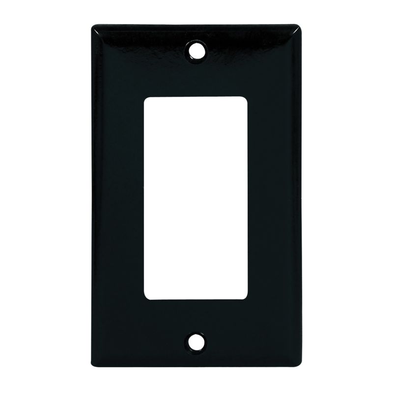 Eaton 2151BK-BOX Wallplate, 4-1/2 in L, 2-3/4 in W, 1-Gang, Thermoset, Black, High-Gloss Black