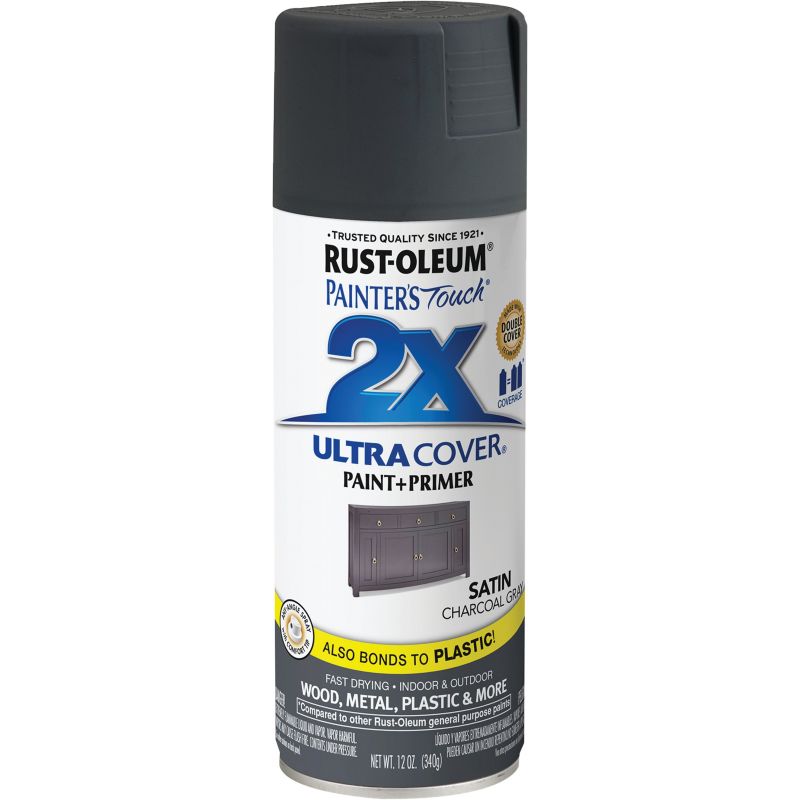 Rust-Oleum Painter&#039;s Touch 2X Ultra Cover Paint + Primer Spray Paint Charcoal Gray, 12 Oz.