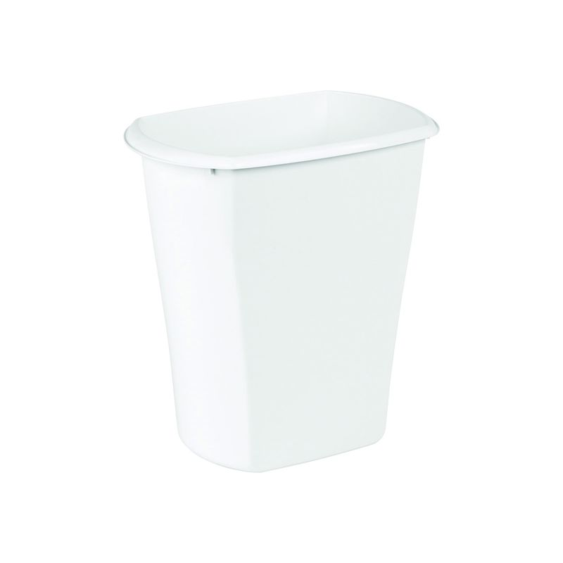 Sterilite 10528006 Waste Basket, 5.5 gal Capacity, White, 15-7/8 in H 5.5 Gal, White