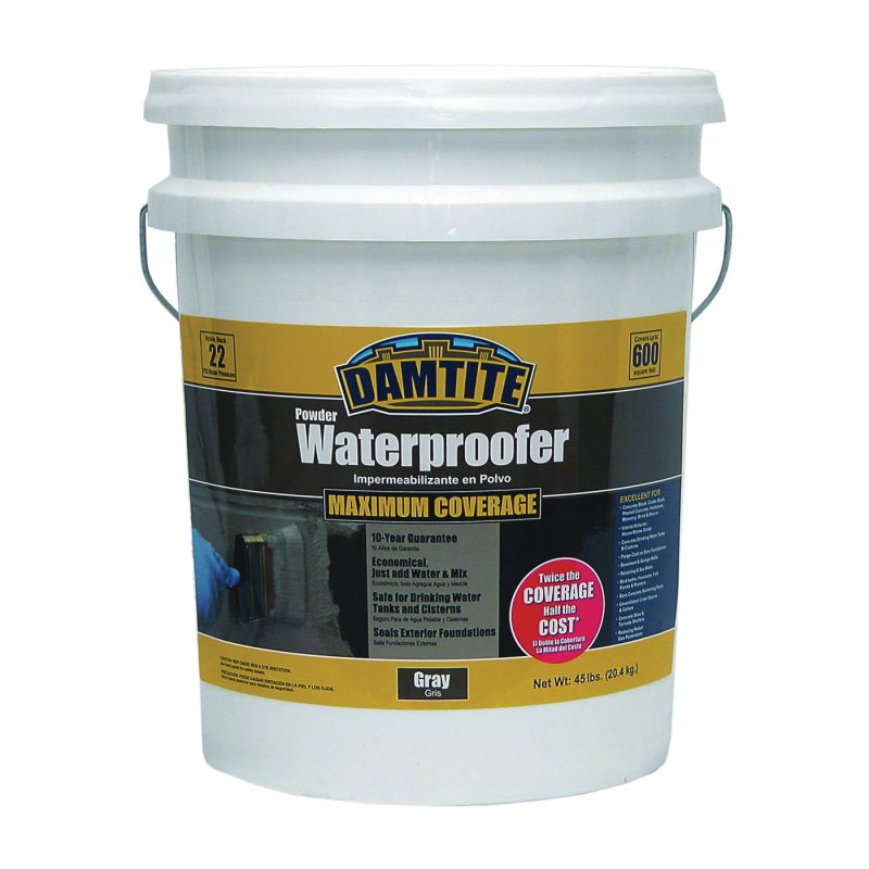 Damtite 02451 Powder Waterproofer, Gray, Powder, 45 lb Pail Gray