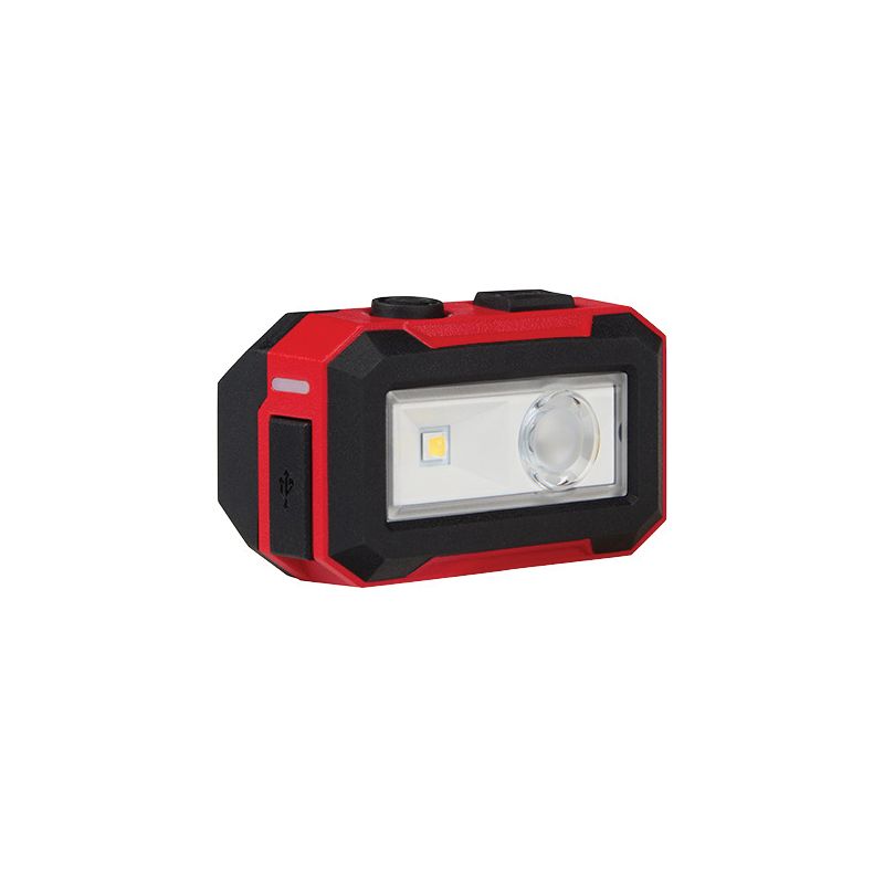 Milwaukee 2012R Rechargeable Headlamp and Task Light, Lithium-Ion Battery, LED Lamp, 450, Spot, Flood Beam Black/Red