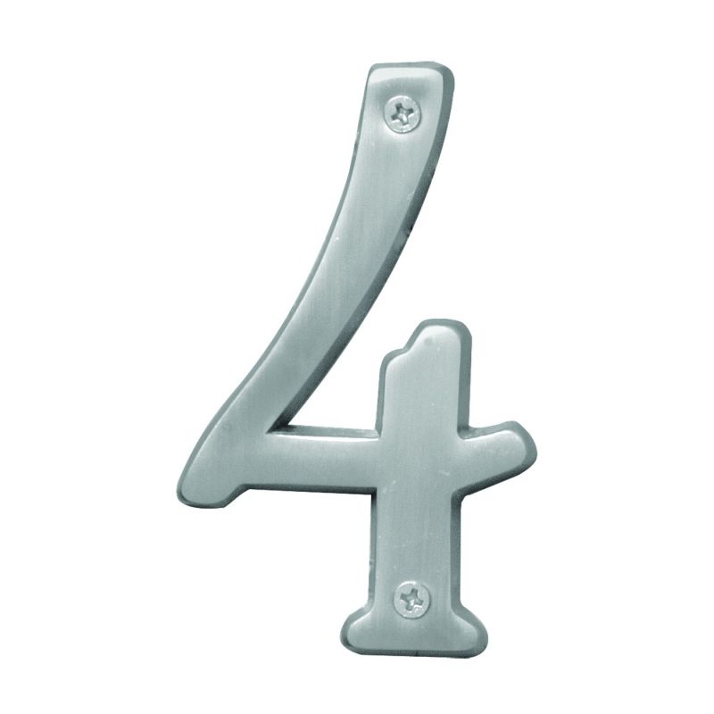 Hy-Ko Prestige Series BR-43SN/5 House Number, Character: 5, 4 in H Character, Nickel Character, Brass