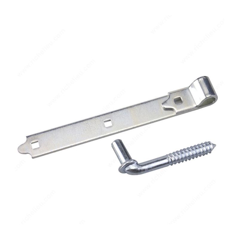 Onward 933XB Hook with Strap Hinge, 4.19 mm Thick Leaf, Steel, Zinc, Removable Pin, Screw Mounting, 150 lb