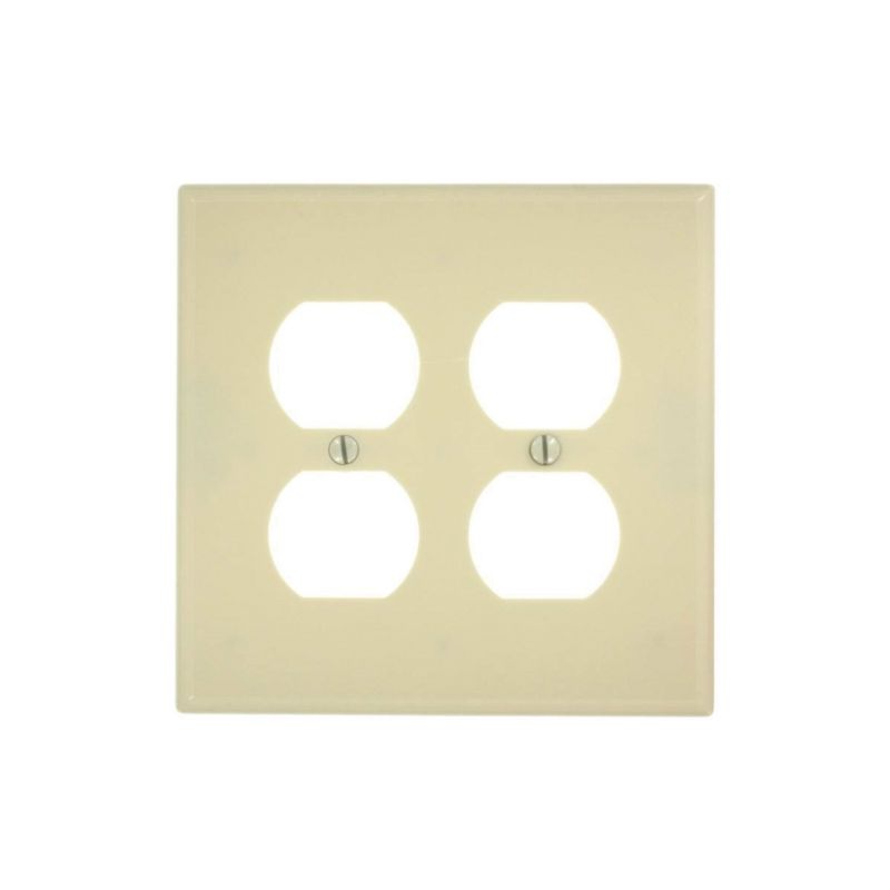Leviton 80516-I Receptacle Wallplate, 4-7/8 in L, 4.94 in W, Midway, 2 -Gang, Plastic, Ivory, Surface Mounting Midway, Ivory